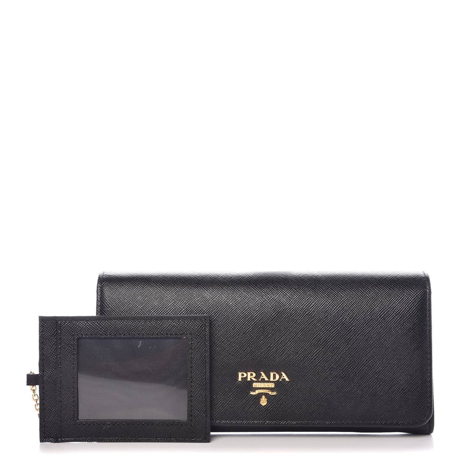 Prada Saffiano Continental Flap Wallet Black 1 of 6