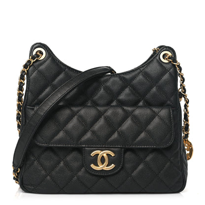 Chanel Caviar Quilted Wavy CC Hobo Black 1 of 10