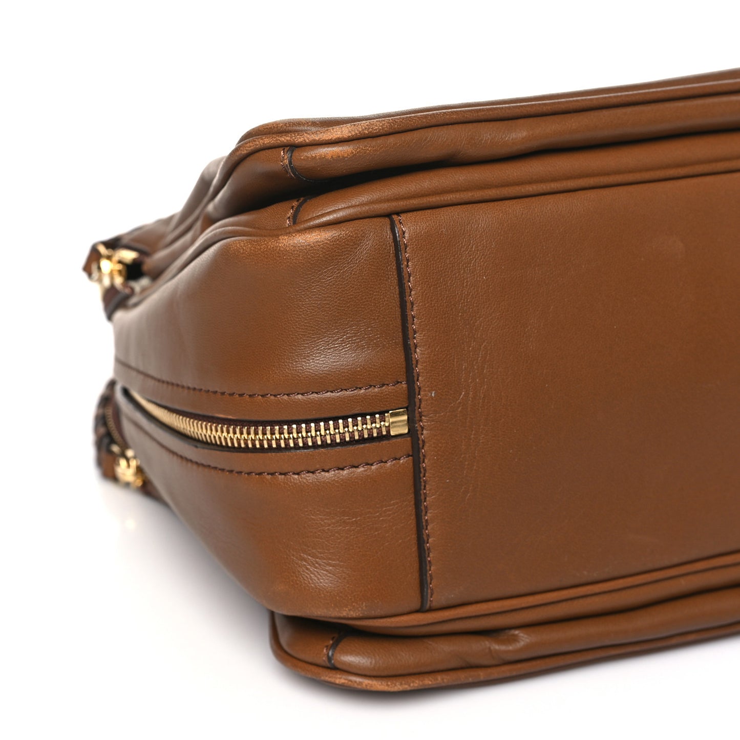 Smooth Calfskin Small Triptyque Satchel Brown