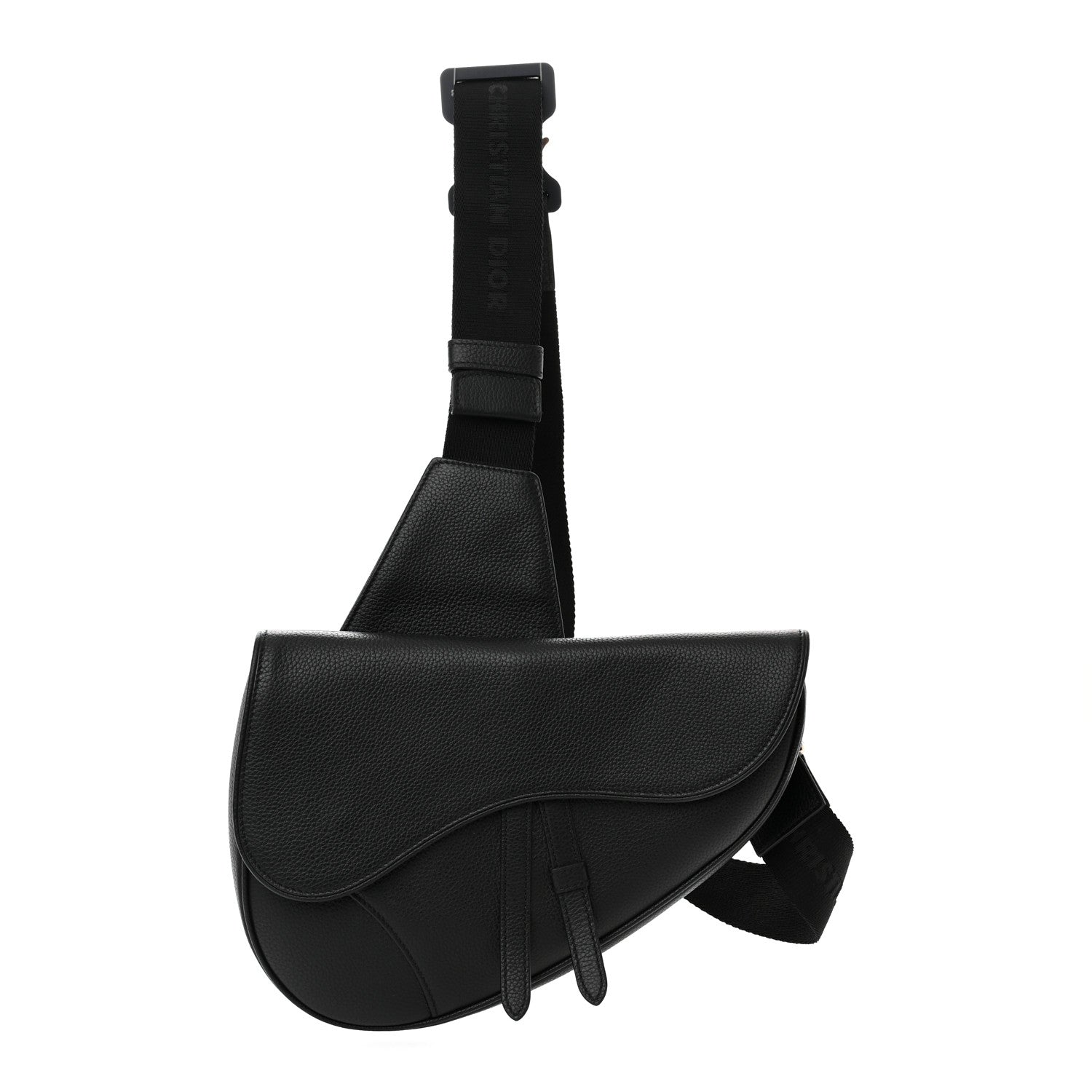 Christian Dior Grained Calfskin Mens Saddle Bag Black 1 of 10