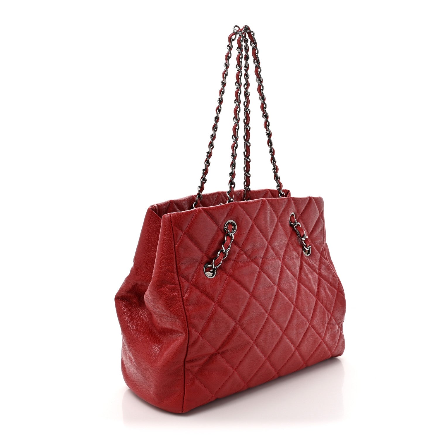 Chanel Caviar Quilted Large Cells Shopping Tote Red 3 of 17