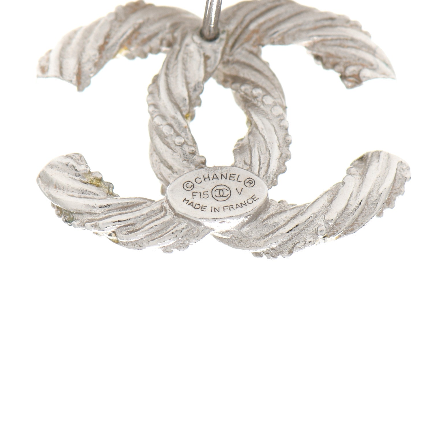 Chanel Crystal Twisted CC Earrings Silver 4 of 5