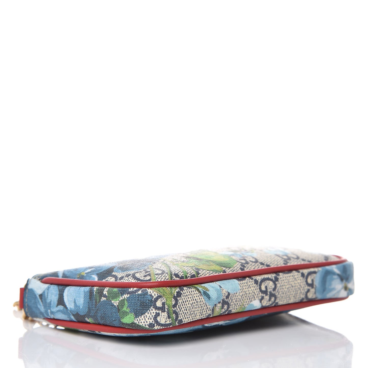 GG Supreme Monogram Blooms Mini Chain Bag Beige Blue Navy Hibiscus Red
