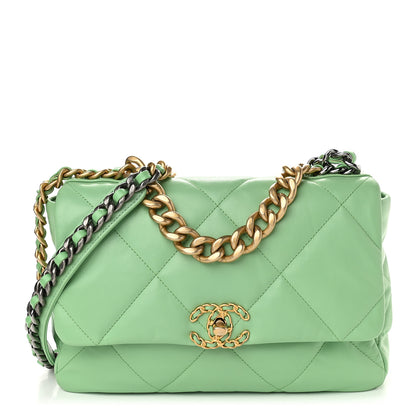 Chanel Lambskin Quilted Large Chanel 19 Flap Light Green 1 of 9