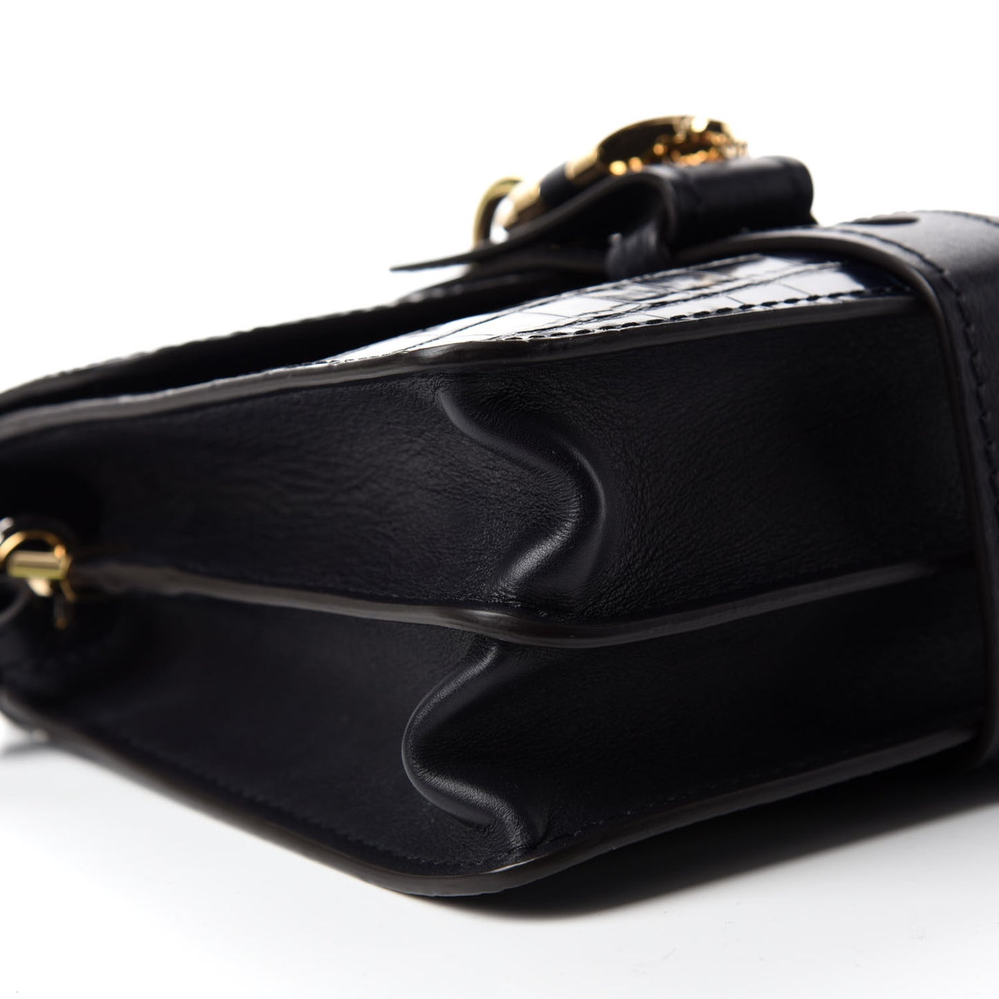 Calfskin Crocodile Embossed Small Aby Day Shoulder Bag Full Blue