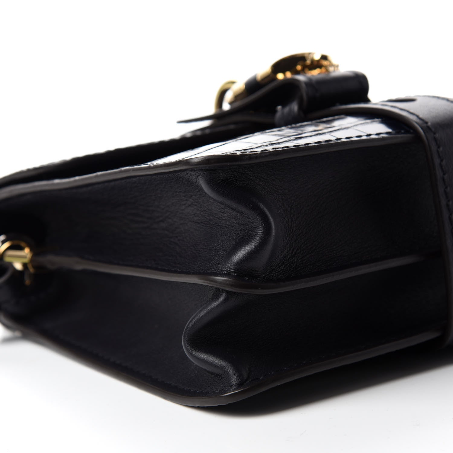 Chloe Calfskin Crocodile Embossed Small Aby Day Shoulder Bag Full Blue 6 of 10