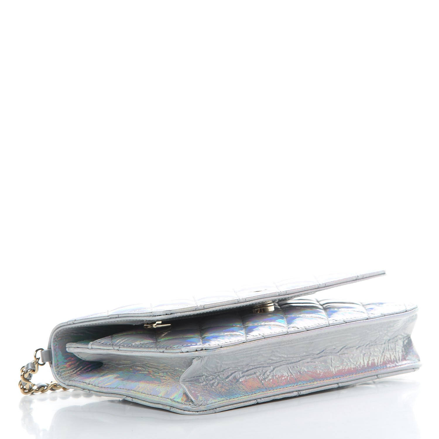 Chanel Iridescent Goatskin Quilted Wallet On Chain WOC Silver 4 of 12