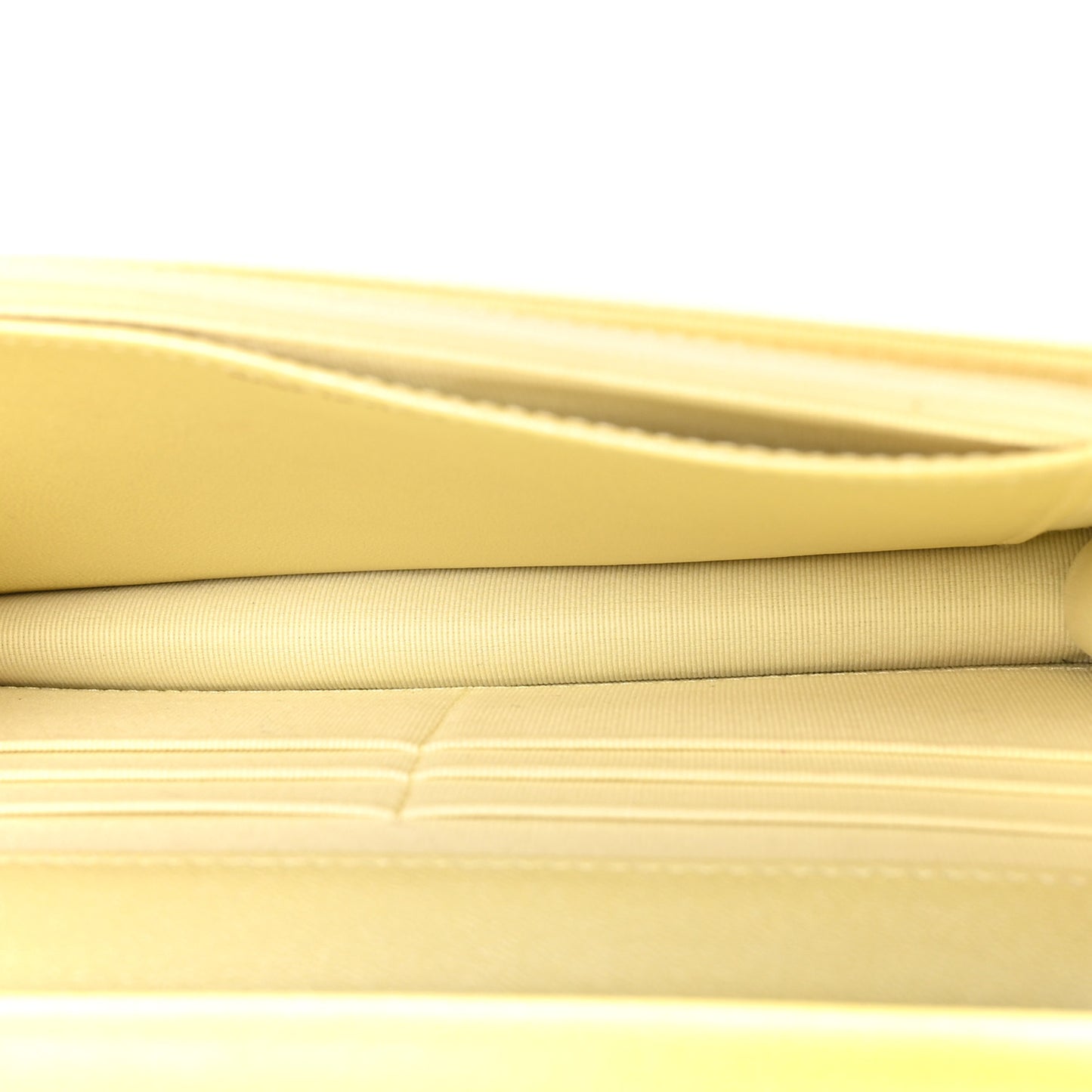 Cloudy Pearly Goatskin Quilted Wallet on Chain WOC Light Yellow