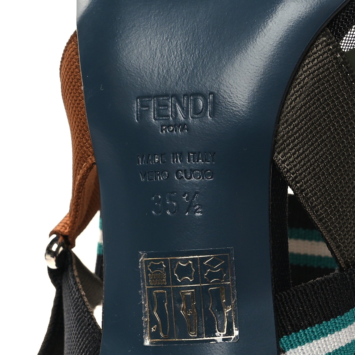 Fendi Technical Mesh Colibri 85mm Slingback Pumps 35.5 Black Asfalto 6 of 7