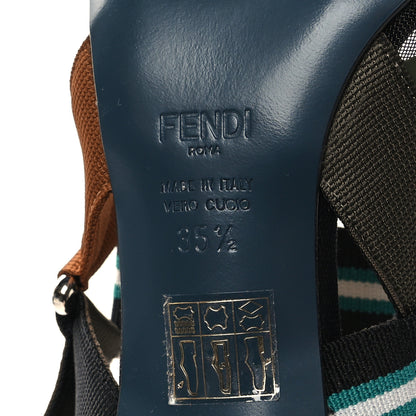 Fendi Technical Mesh Colibri 85mm Slingback Pumps 35.5 Black Asfalto 6 of 7