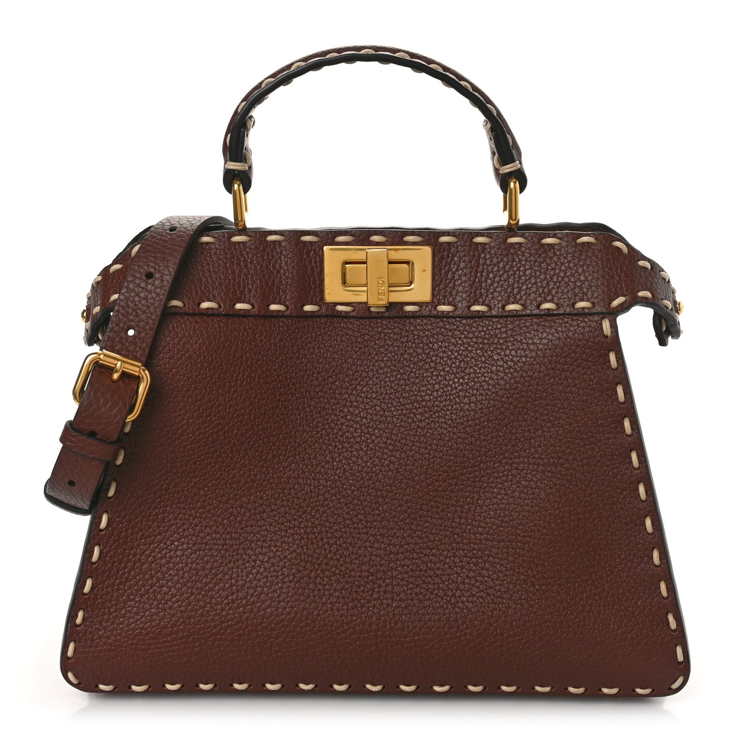 Vitello Granato Camoscio Selleria Macro Stitchings Small Peekaboo I SEE U Satchel Praline