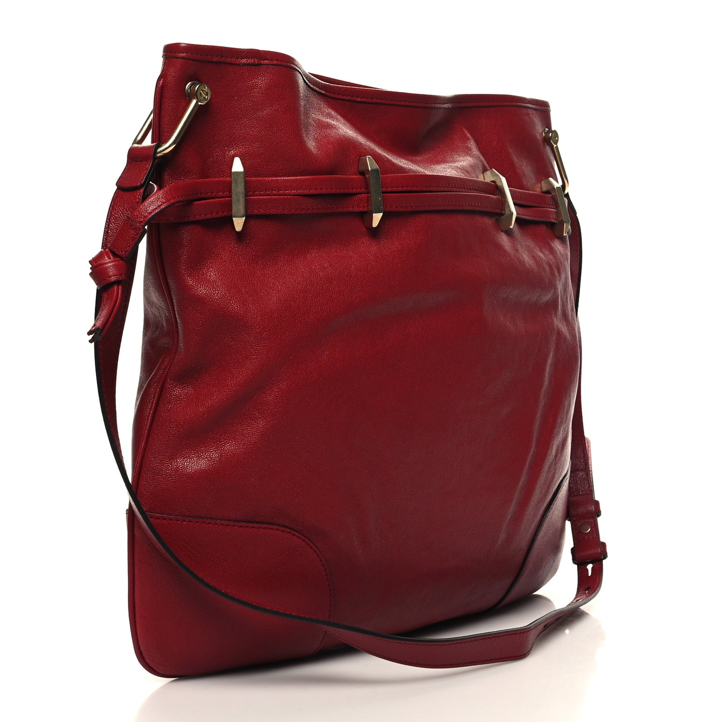 Sakai Be Green Calfskin Horsebit 1955 Cinch Top Messenger Bag New Cherry Red