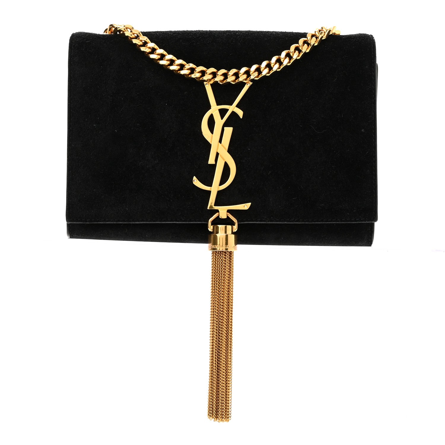 Saint Laurent Suede Small Classic Monogram Kate Tassel Satchel Black 1 of 10