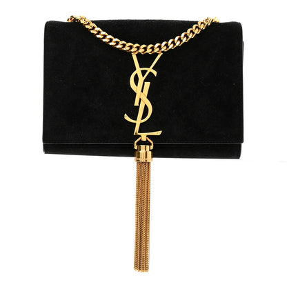 Saint Laurent Suede Small Classic Monogram Kate Tassel Satchel Black 1 of 10