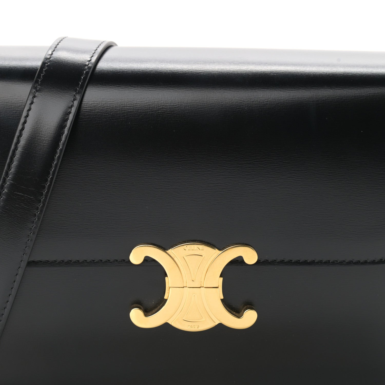 Celine Shiny Calfskin Medium Triomphe Black 10 of 14