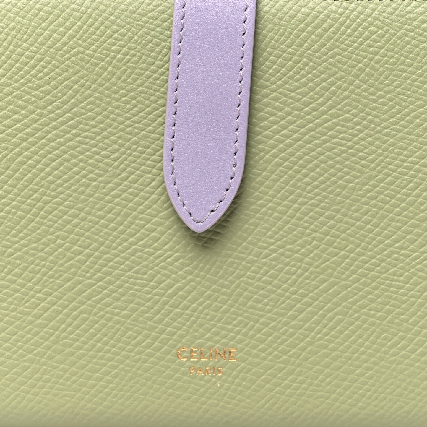 Grained Calfskin Medium Multifunction Strap Wallet Sage Lilas