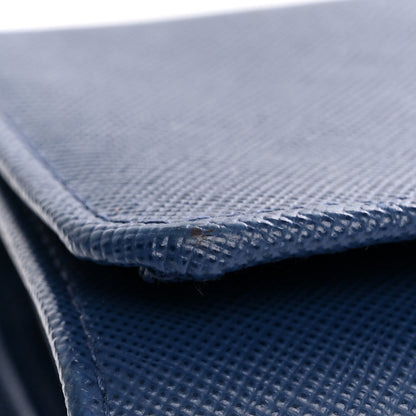 Prada Saffiano Metal French Flap Compact Wallet Bluette 11 of 12