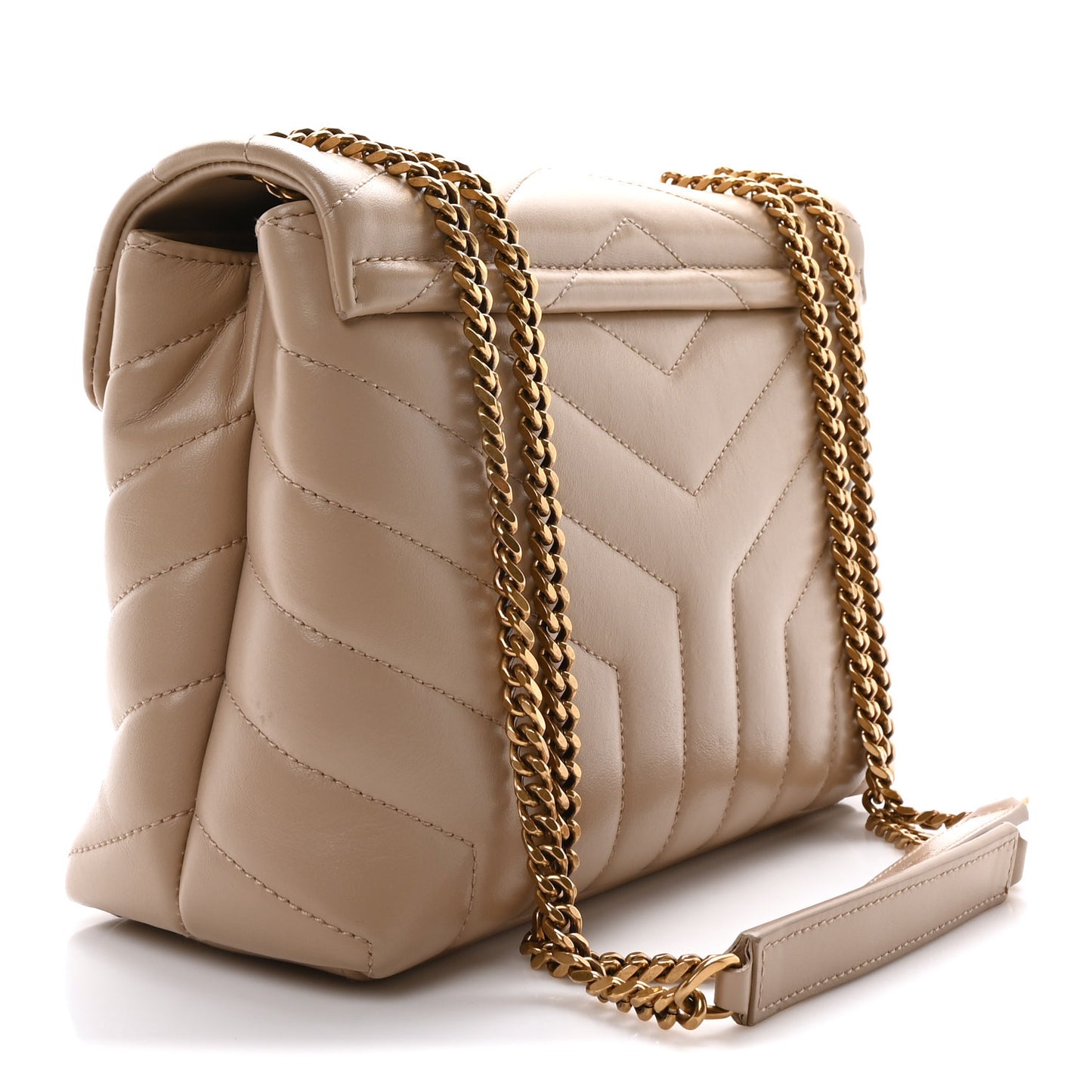 Calfskin Y Quilted Monogram Small Loulou Chain Satchel Dark Beige