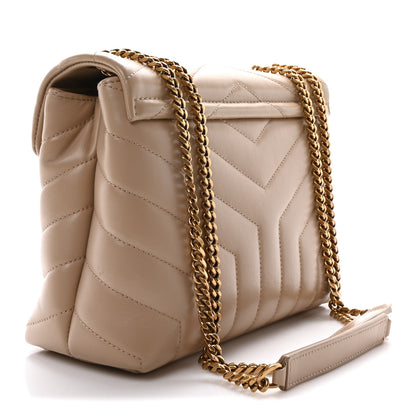 Saint Laurent Calfskin Y Quilted Monogram Small Loulou Chain Satchel Dark Beige 3 of 11
