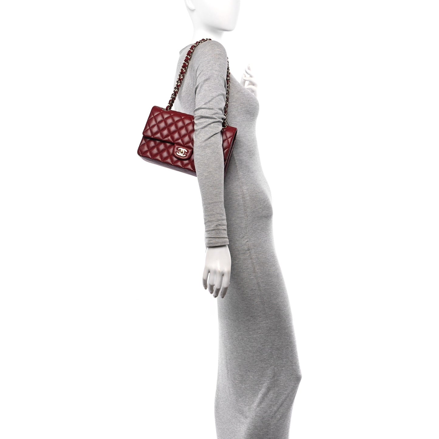 Caviar Quilted Medium Double Flap Red