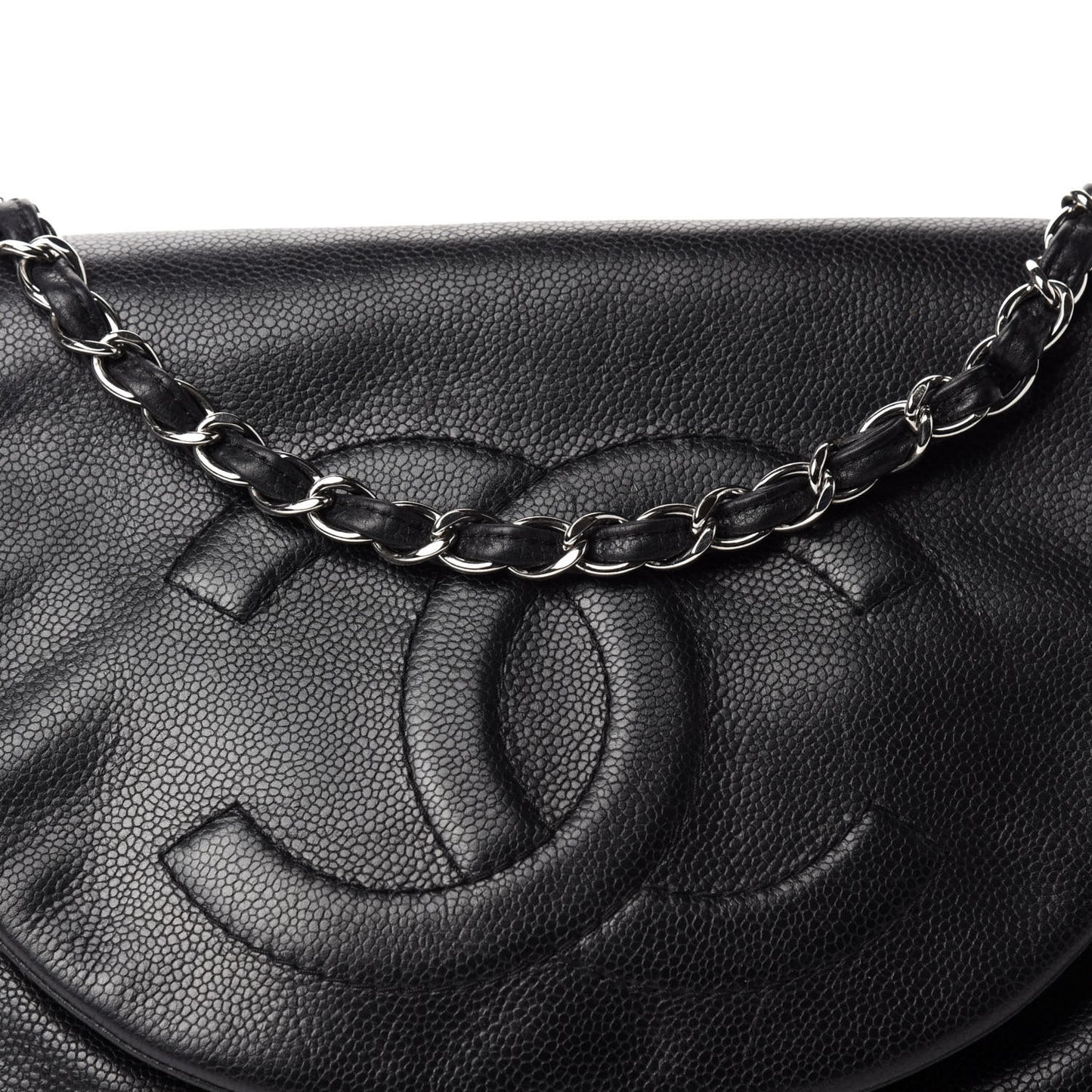 Caviar Half Moon Large Flap Black