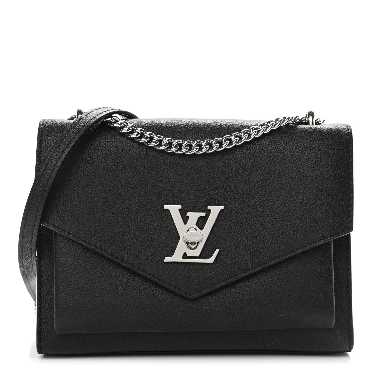 Louis Vuitton Soft Calfskin Mylockme Chain Bag BB Black 1 of 8