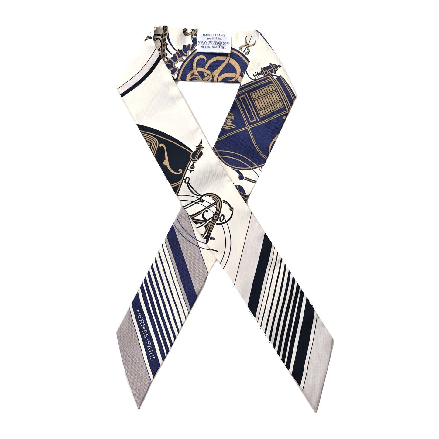 Silk Ex-Libris Twilly White Marine Gris