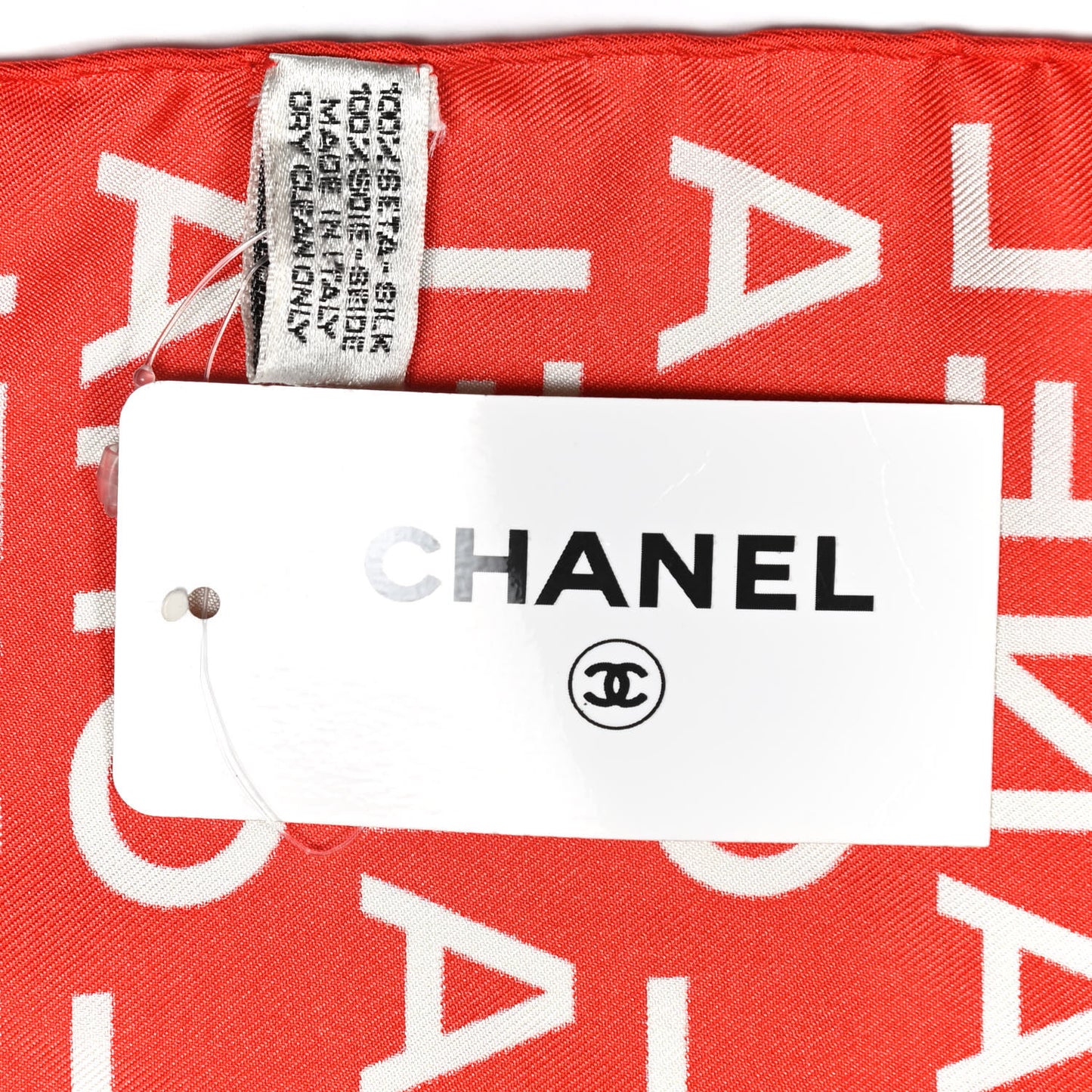 Silk CC Logo Square Scarf Red