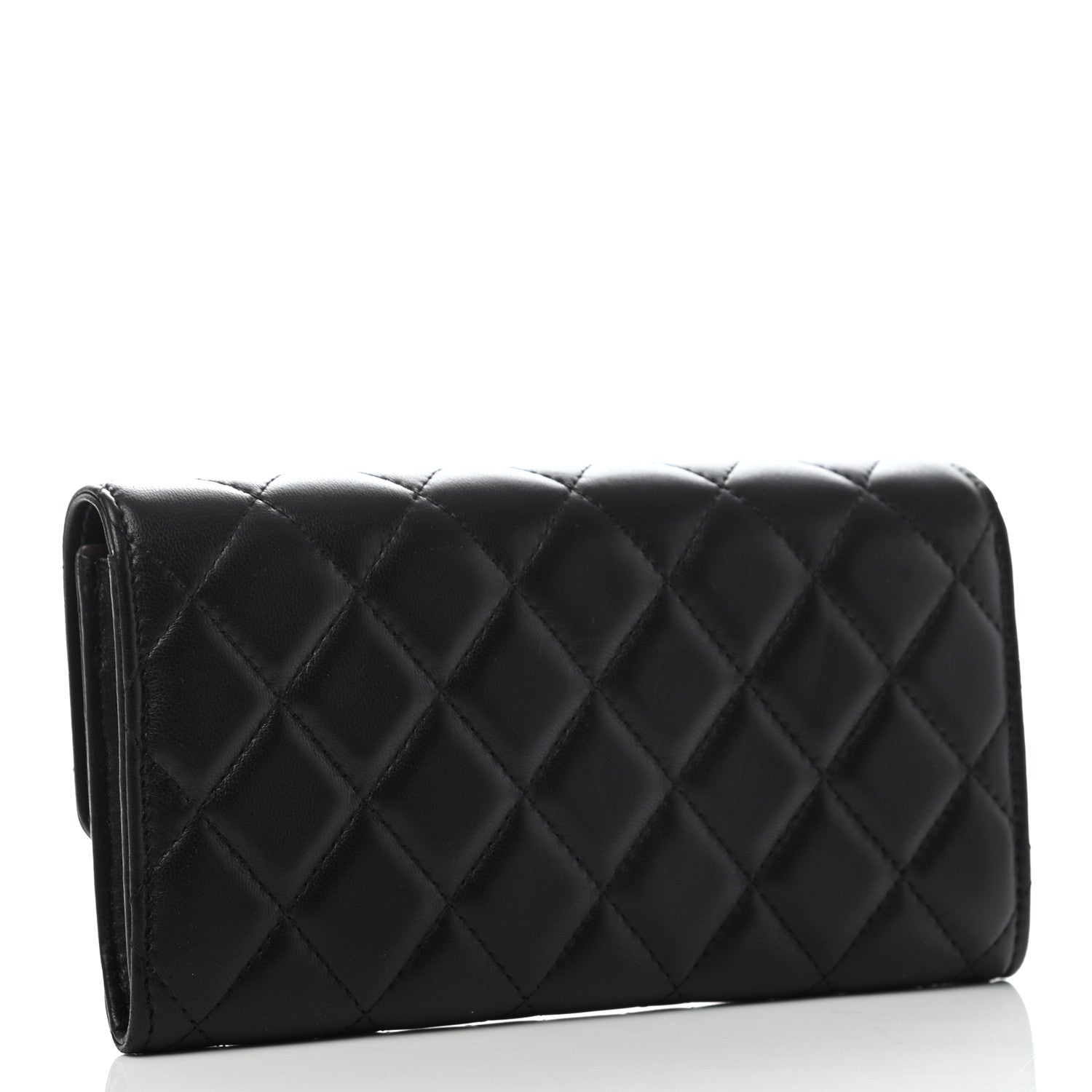 Chanel Lambskin Quilted Large Gusset Flap Wallet Black 3 of 7