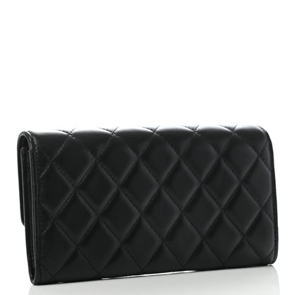 Chanel Lambskin Quilted Large Gusset Flap Wallet Black 3 of 7
