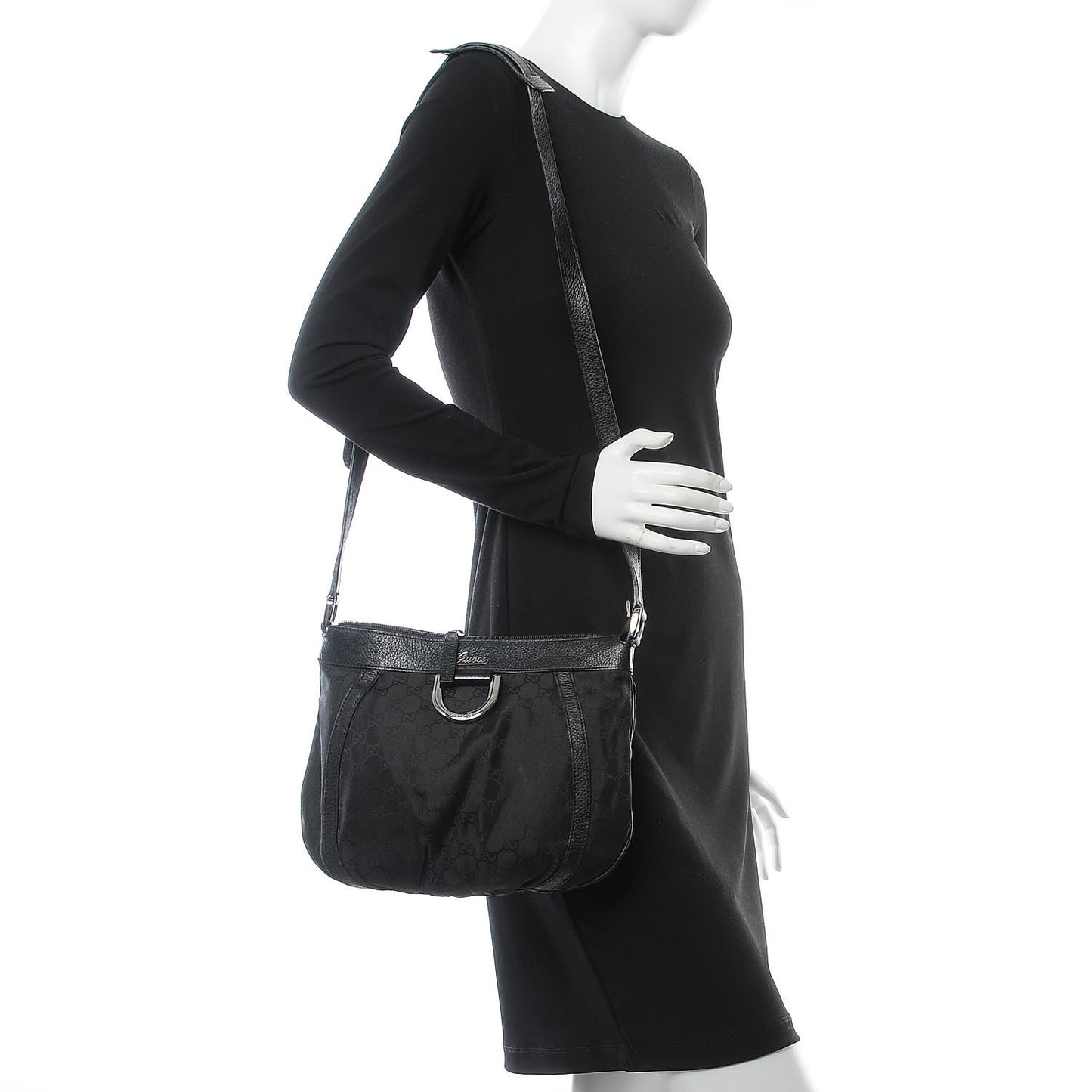 Nylon Monogram Small D Silver Ring Messenger Black