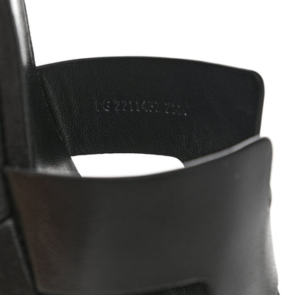 Hermes Goatskin Elda Espadrille Wedge Sandals 38 Black 8 of 9