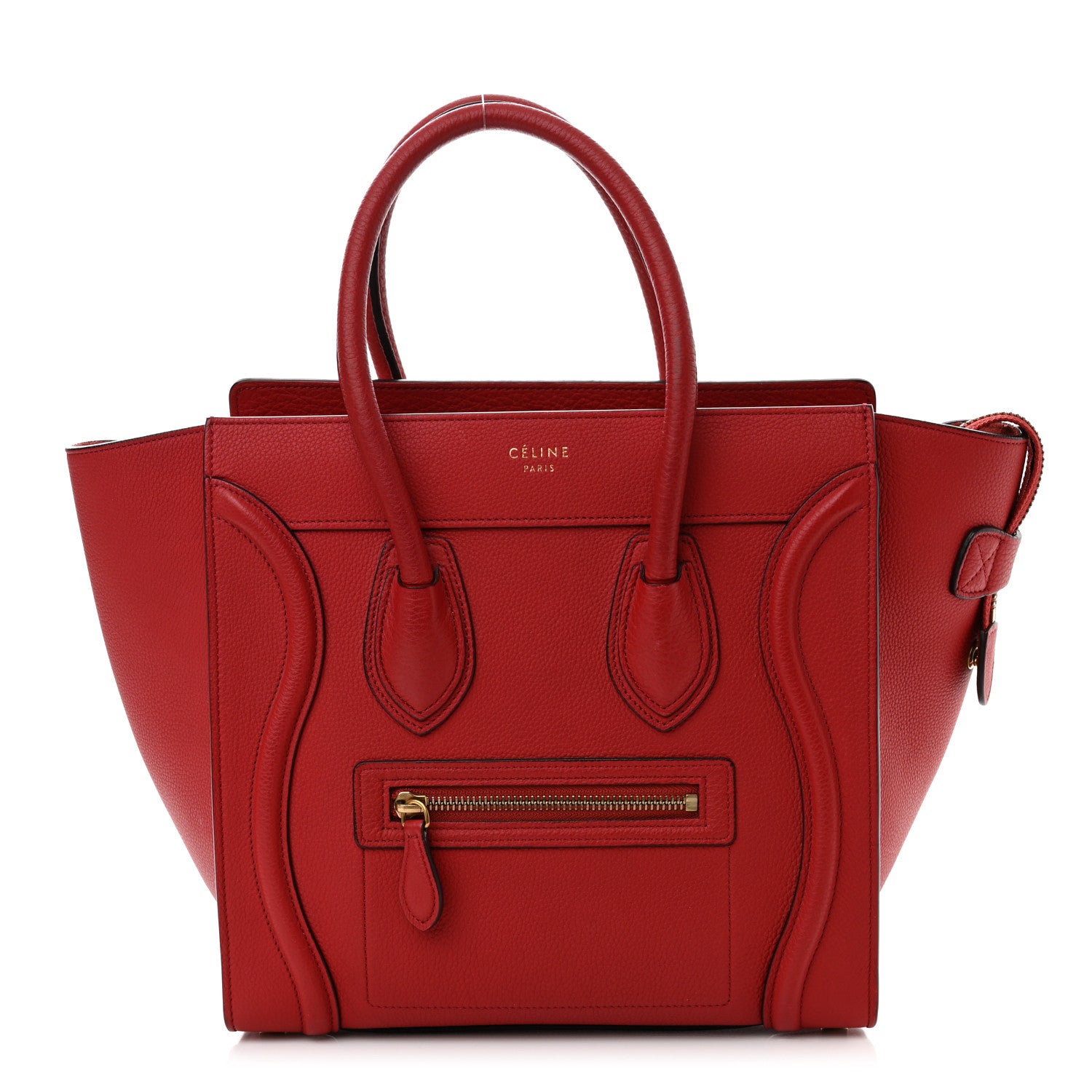Celine Drummed Calfskin Micro Luggage Red 1 of 15