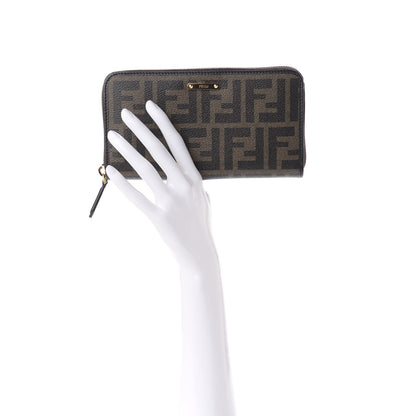 Fendi Zucca Spalmati Vitello Elite Zip Around Wallet Tobacco Ebano 2 of 7