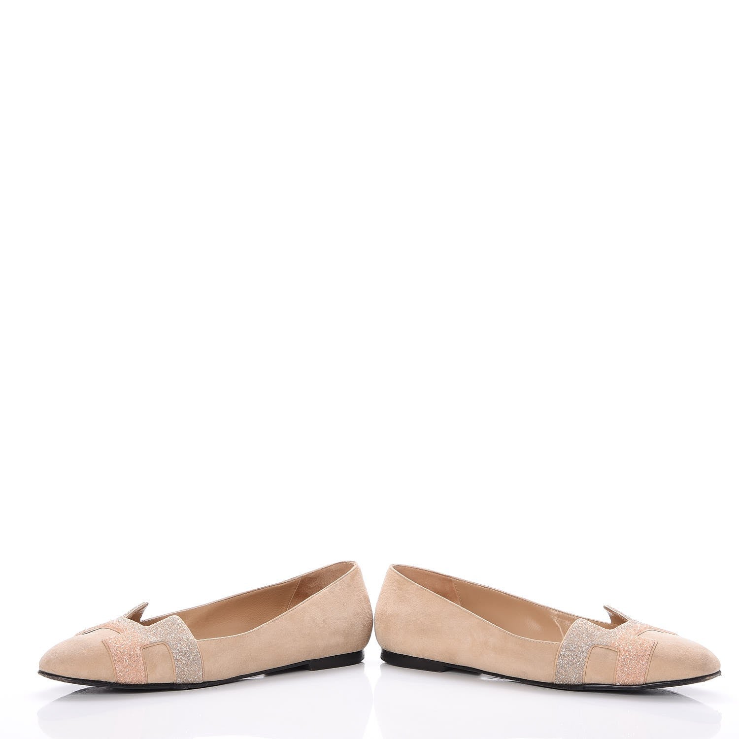 Hermes Suede Goatskin Crystal Powder Nice Ballerina Flats 39 Nude 6 of 10