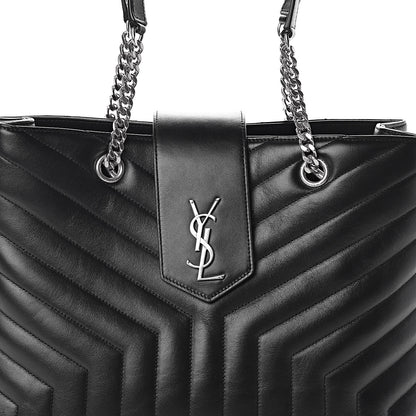 Saint Laurent Calfskin Y Quilted Monogram Large Loulou Shopper Black 9 of 9