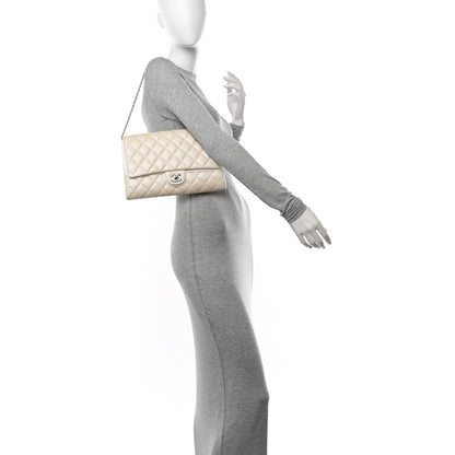 Chanel Pearly Caviar Quilted Clutch With Chain Flap Dark White 2 of 11
