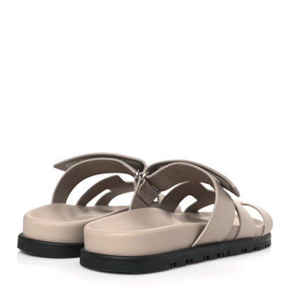 Hermes Calfskin Womens Chypre Sandals 37 Beige Mastic 4 of 9
