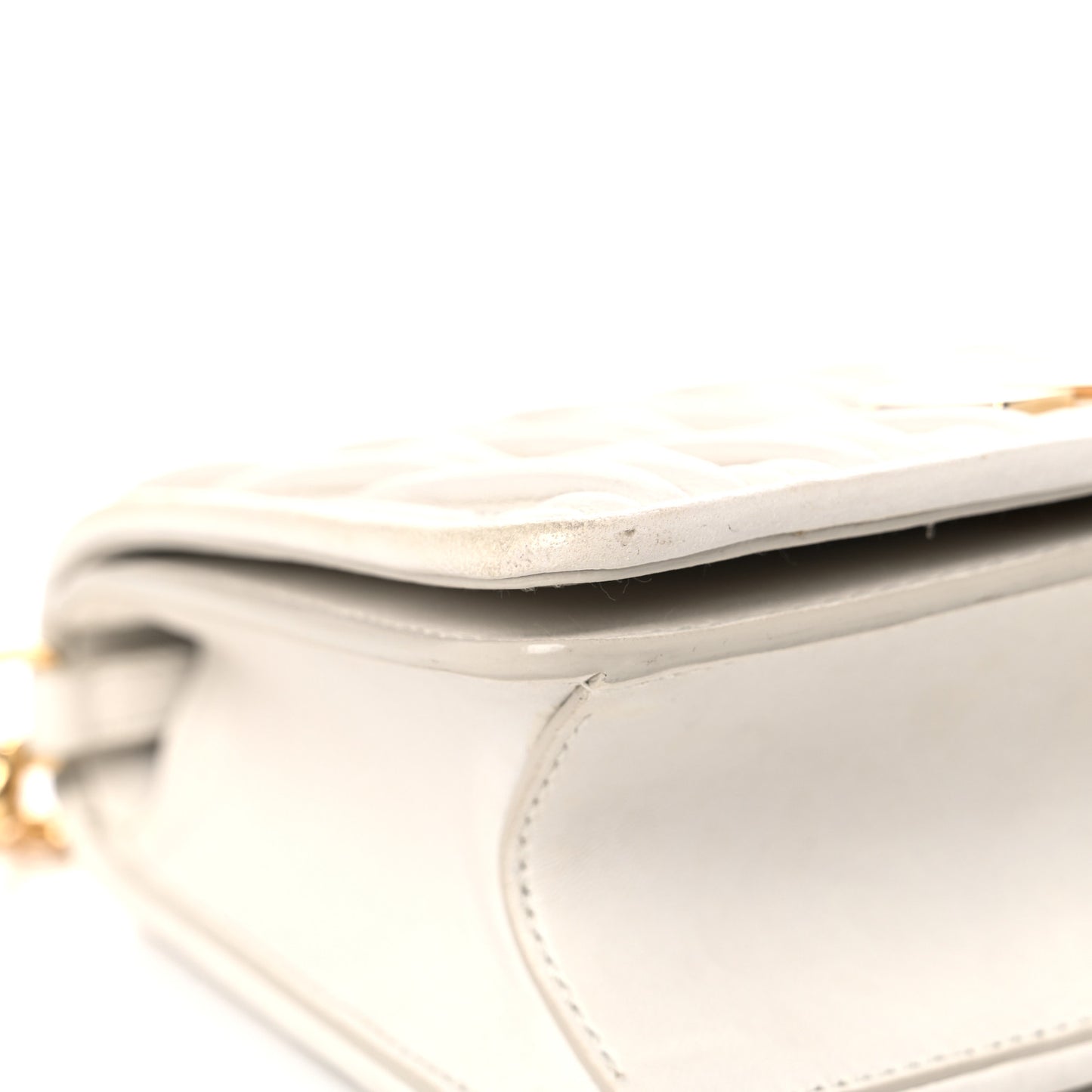 Nappa Matelasse Chain Crossbody White