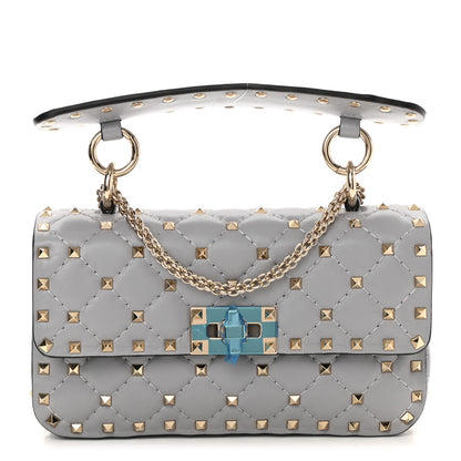 Valentino Garavani Lambskin Small Rockstud Spike Shoulder Bag Pastel Grey 1 of 7