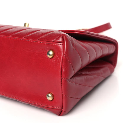 Chanel Calfskin Chevron Quilted Small Coco Handle Flap Red 10 of 10