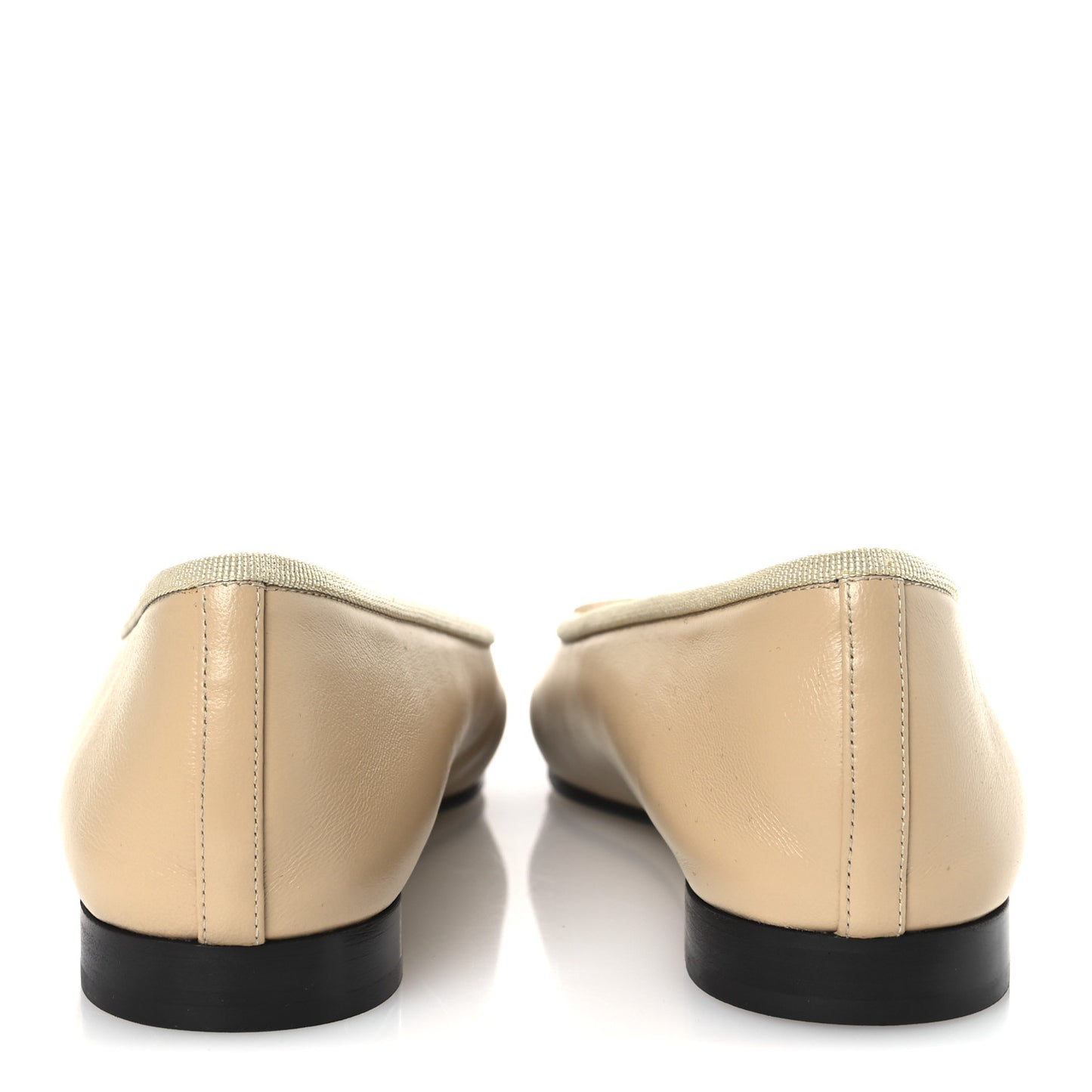 Lambskin Cap Toe CC Ballerina Flats 38.5 Beige Black