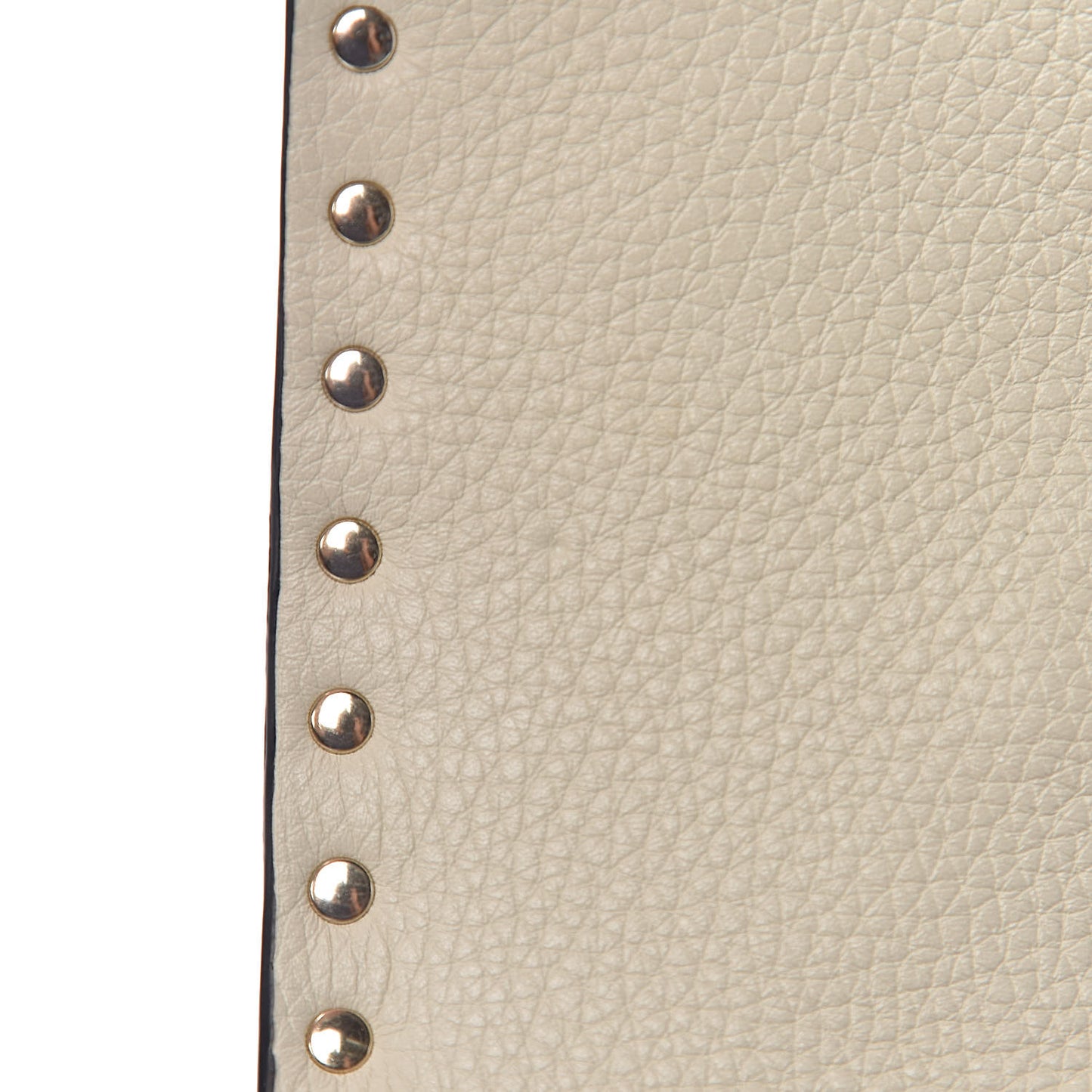 Pebbled Calfskin Rockstud Single Handle Flap Bag Light Ivory