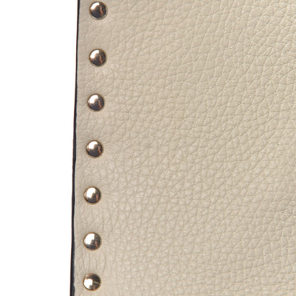 Valentino Garavani Pebbled Calfskin Rockstud Single Handle Flap Bag Light Ivory 9 of 15