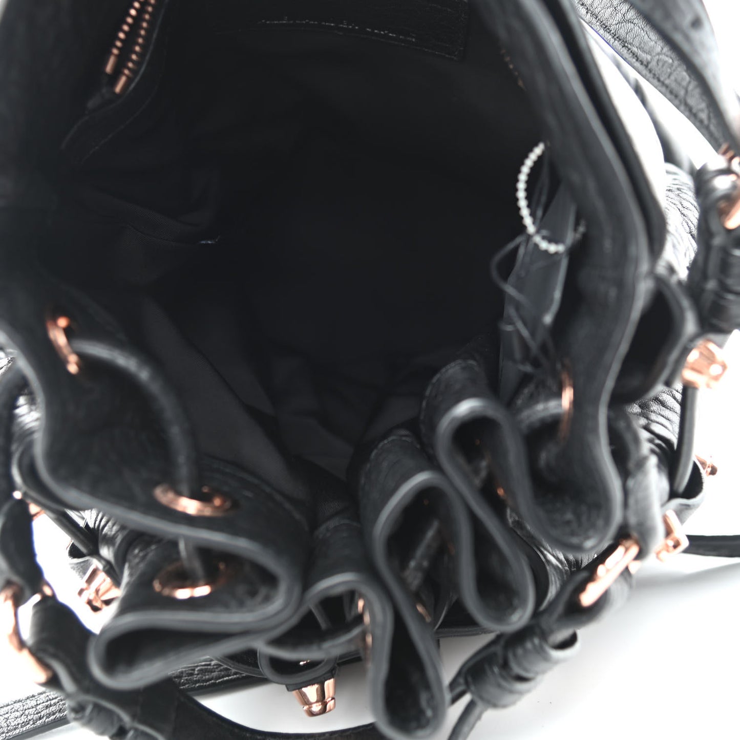 Pebbled Lambskin Diego Bucket Black Rose Gold Hardware