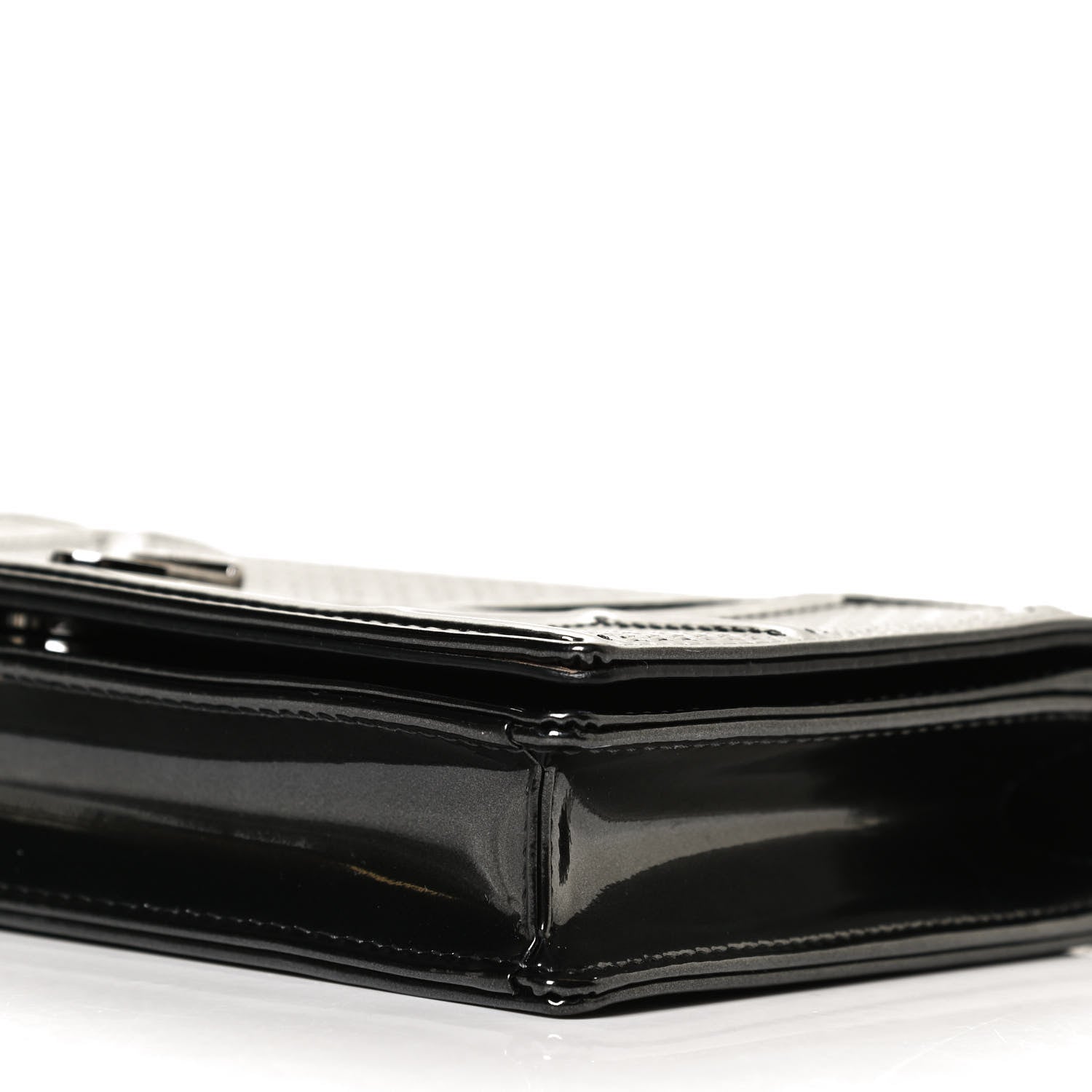 Christian Dior Metallic Patent Micro-Cannage Diorama Wallet on Chain Pouch Onyx Black 9 of 13