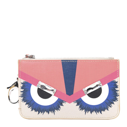Fendi Saffiano Crystal Eye Monster Coin Pouch Key Case Bellini Multicolor 1 of 7