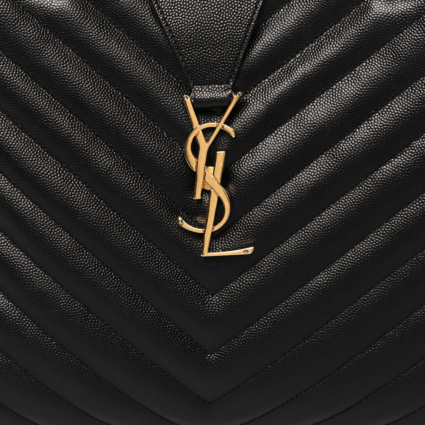 Grain De Poudre Matelasse Chevron Monogram Shopping Bag Black