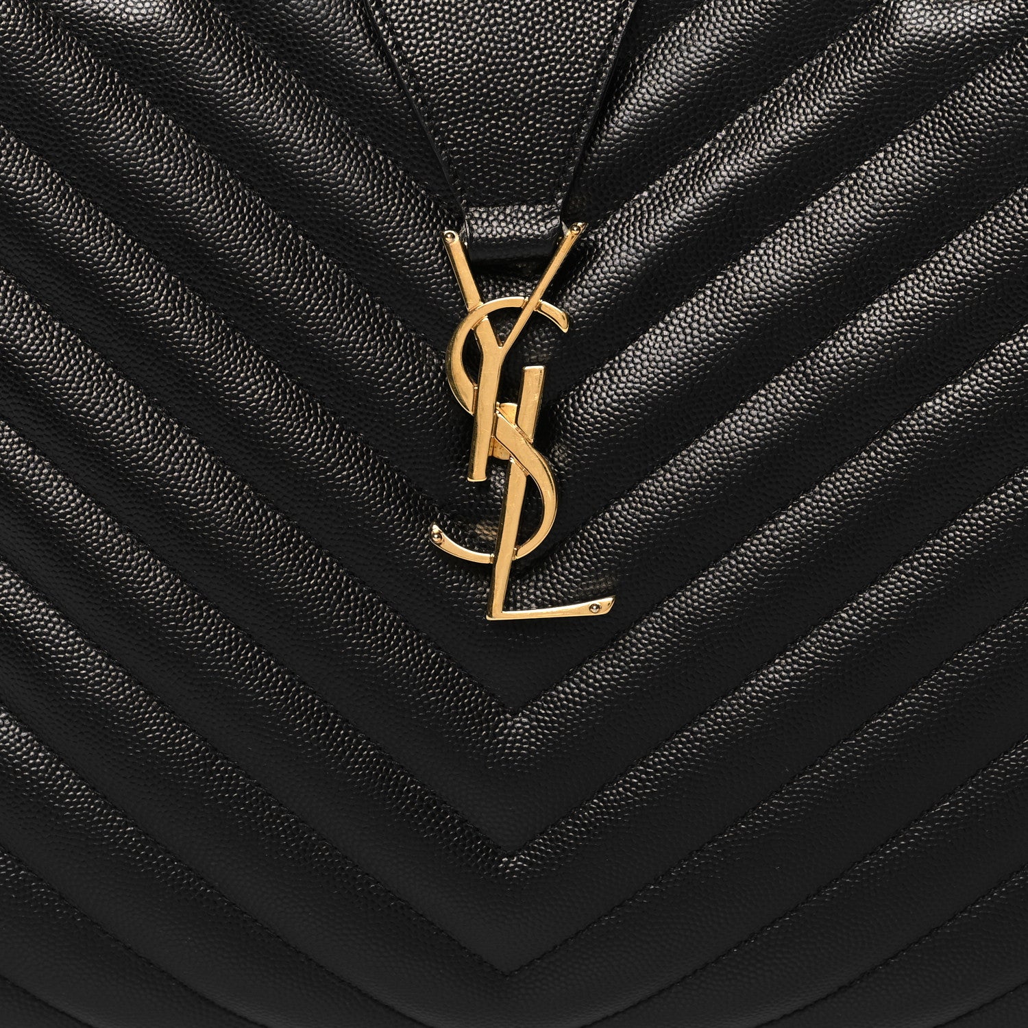 Saint Laurent Grain De Poudre Matelasse Chevron Monogram Shopping Bag Black 9 of 15