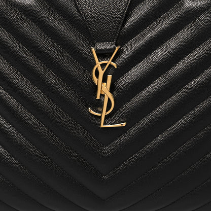 Saint Laurent Grain De Poudre Matelasse Chevron Monogram Shopping Bag Black 9 of 15